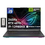 ASUS ROG Strix 18" QHD 240Hz Gaming Laptop, Intel i9-13980HX, 64GB DDR5, 4TB SSD, NVIDIA GeForce RTX 4070, Backlit Keyboard, HD Webcam, Wi-Fi 6, Win 11 Home, Gray, 256GB Hotface Extension Set