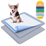 Skywin Dog Puppy Pad Holder Tray - 2 Pack For 24 x 24 Inches Training Pads - Silicone Wee Wee Pad Holder, No Spill Pee Pad Holder for Dogs, Easy to Clean and Store Dog Pad Holder (Dark Grey)