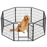 Feandrea Dog Playpen, DIY Dog Fence, 8 Panels, 31.5-Inch Tall, 2 L-Shaped Locks, Dog Play Pen for Indoor and Outdoor, Dogs, Rabbits, Chickens, Black UPPK88H