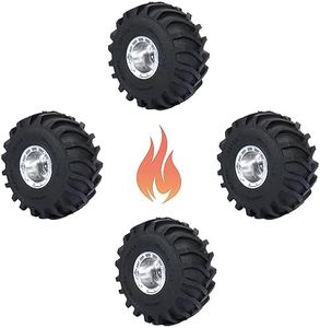 RCAWD SCX24 Monster Truck Wheels and Tires Set Big Alloy Beadlock Rim for Axial 1/24 SCX24 & AX24 Series 70MM*32MM Silver