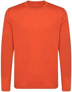 Opna Youth Athletic Performance Long Sleeve Shirts for Boys or Girls Moisture Wicking,Orange,Small