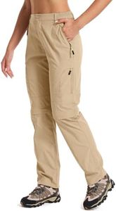 Women's Hiking Pants Convertible Quick Dry Stretch Lightweight Outdoor UPF 40 Fishing Safari Travel Waterproof Pants with Zipper Pockets 4409 Light Khaki, 8