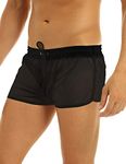 iEFiEL Men's See Through Drawstring Boxer Briefs Shorts Transparent Sexy Underwear Trunk Black 3XL