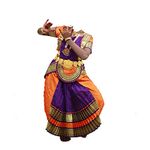 Mudra Dance Costumes Classical Bharatnatyam Readymade 36 Inch Orange and Violet Silk Cloth Women and Kids Dress for Fancy Dress, Costume Competitions, School Dance Events, Annual Functions