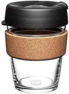 KeepCup Brew Cork - Reusable Coffee Cup Tempered Glass and Natural Cork, Medium 12oz/340ml - Black