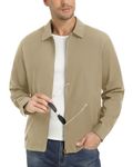 EKLENTSON Mens Windbreaker Jackets Lightweight Full Zip Casual Stylish Spring Jackets, Khaki, Large