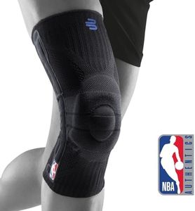 Bauerfeind Sports Knee Support NBA - Officially Licensed Basketball Brace with Medical Compression - Sleeve Design with Omega Gel Pad for Pain Relief & Stabilization (Black, M)