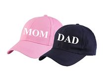 AICA Mom and Dad Cotton Cap Hat - Adjustable Size, 2pcs | Gifts for Mom Dad | Pregnancy Maternity Announcement Reveal Mom Dad to be Gifts Photo Shoot Props Ideas for Mom Dad Parents