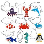 Bncxdc Scone Cutter, 9 Pcs Cookie Cutters, DIY Pastry Cutters Octopus/Lobster/Dolphin/Clownfish/Crab/Whale/Shark/Seahorse/Penguin Marine Organism Shape Biscuit Fondant Molds