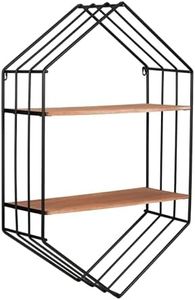 Sagebrook Home Wall Storage Shelf with Metal Frame & Wooden Shelves - Rustic Industrial Hanging Organizer for Home, Office, Bedroom, Living Room - 32" Brown