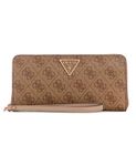 GUESS Women's Laurel Large Zip Around Wallet, Clutch, Latte Logo, One Size