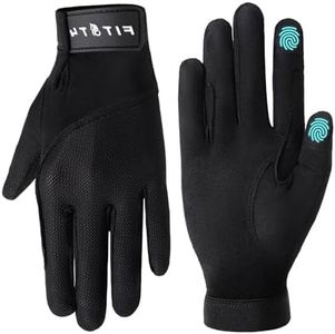 FitsT4 Sports Horse Riding Gloves Equestrian Women Mesh Breathable Gloves for Horseback Riding Touchscreen Black S