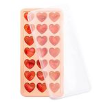 SINGOMON 21-Cavity Silicone Ice Cube Tray Silicone Ice Cube Molds Heart Shaped Ice Maker Chocolate Truffles Mold Heart Ice Cube Tray Grid Fondant Mould Candy Gummy Jelly Mold for Drinks (Pink)