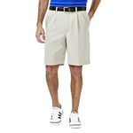 Haggar Men's Cool 18 Pleat Front Expandable Waist Short Casual, String, 38