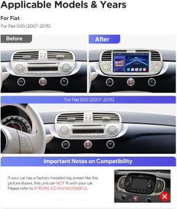 XTRONS 7-Inch Android 14 Car Radio for Fiat 500 – Touchscreen Stereo