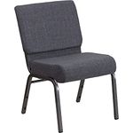 Flash Furniture HERCULES Series 21''W Church Chair in Dark Gray Fabric - Silver Vein Frame