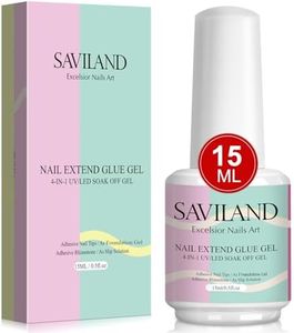 Saviland 15ML Nail Glue Gel,4 in 1 U V Nail Glue Gel for Easy and Fast Nail Extension, Strong Gel X Nail Glue for Long Lasting Nail Tips DIY Nail Art(Curing Needed)