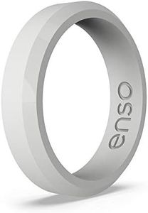 Enso Rings Bevel Thin Silicone Wedding Ring – Hypoallergenic Unisex Stackable Wedding Band – Comfortable Minimalist Band – 5.08mm Wide, 2.16mm Thick Misty Grey Size: 5