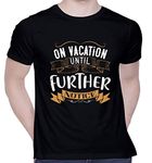 CreativiT Graphic Printed T-Shirt for Unisex on Vacation Until Further Notice Tshirt | Casual Half Sleeve Round Neck T-Shirt | 100% Cotton | D00443-2281_Black_Large