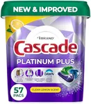 Cascade Platinum Plus Dishwasher Pods, Dishwasher Detergent, Dish Detergent Soap, Lemon, 57 Count