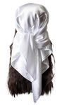vabovin 35 Inch Elegant Large Silk Feel Solid Color Satin Square Scarf Head Wrap (White)