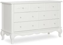 Evolur Aurora 7 Drawer Double Dresser in Frost, Fitted with 7 deep and Roomy Drawers with Five-Piece Drawer Box Construction, Comes Assembled