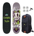 jaspo Downtown Surfers Skateboard For Adults,Kids, 7-Layer Canadian Maple Wood Deck,Professional Skateboard For Boys, Girls, Beginners, Pros (Deck Size 31" X 8" Inches, Chaos Thrills), Multi