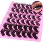 Natural Mink Lashes Fluffy False Eyelashes 14-17mm Cat Eye Lashes Pack, 5D Wispy Curly Fake Lashes by TNFVLONEINS - 21 Pairs 3 Styles