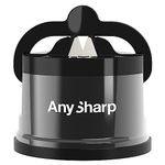 AnySharp Pro Metal Knife Sharpener, Hands-Free Safety, PowerGrip Suction, Sharpens All Kitchen Knives, Ideal for Hardened Steel & Serrated, World's Best, Compact, One Size, Wolfram, Metal