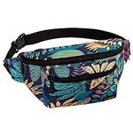 Fanny Pack for Men Women - Waist Bag Pack - Large Capacity Belt Bag for Travel Sports Hiking, Navy Leaf