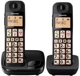 Panasonic KX-TGE112E Big Button Twin DECT Cordless Telephone with Nuisance Call Blocker & LCD Display (Twin Handset Pack) - Black