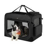 Feandrea Dog Crate, Collapsible Pet Carrier, XXL, Portable Soft Dog Crate, Oxford Fabric, Mesh, Metal Frame, with Handle, Storage Pockets, 36 x 25 x 25 Inches, Black UPDC90H