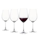 Galateo Crystal Rosso Red Wine Glasses - Large 26 oz (770 ml) - Made in Slovakia - Lead-Free Crystal - One-Piece Pulled Stem Design - Set of 4