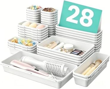 【Military Grade】A-LuGei Drawer Organizer,【𝟱𝗦𝗶𝘇𝗲】Makeup organizer,【Holds 177 Items】Bathroom Organizers and Storage,Organization and Storage,Desk Drawer Organizer for Vanity【White】