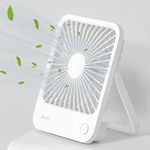 JISULIFE Desk Fan Battery Rechargable Fan，4500mAh 180°Foldable Portable Personal Fan, 4 Speeds Adjustable Long Battery-life for Home Office Travel Outdoor-White