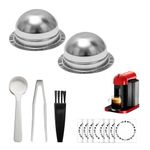 ANTREATU Reusable Coffee Pods for Nespresso Vertuo Machine, (230mL&150mL) Stainless Steel Refillable Capsules Compatible with Vertuo Plus/Pop/Next Includes Barcode Stickers, Silicone Lid & Tools