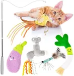 ORSDA Cat Toys, Cat Wand Toy for Indoor Cats, Interative Cat Toy to Chase & Exercise, Teaser Bird Toy for Cats with 5 Replacement Kitten Toys for All Breeds