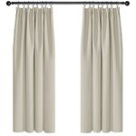 Deconovo Solid Super Soft Thermal Insulated Pencil Pleat Blackout Curtains for Children 46 x 72 Inch Light Beige 2 Panels