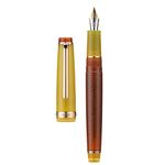 Jinhao 82 Acrylic Fountain Pen, Iridium Extra Fine Nib with Ink Converter, Vintage Coffee Fluorescent Contrast Color Classic Design Smooth Writing Pen (Gold Trim)