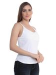Beau Design Womans Padded Camisole with Built in Bra, Removable Bra Cups Comfortable Cotton Spaghetti Tank Tops (Small, White)