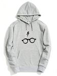 The SV Style Unisex Cotton Hooded Neck Hoodie (SV=glasses and scar harry potter_GREY_L)