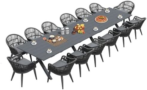 PURPLE LEAF 16 Pieces Patio Dining Set with Outdoor Aluminium Dining Table and Woven Chairs Modern Metal Furniture Cushions Sets for Garden Yard Indoor Decor Kitchen Gray