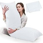 ELNIDO QUEEN Body Pillow for Adults-with White Stripe Cover, Full Body Pillow Insert for Side Sleeper, Long Bed Pillow for Sleeping(20 x 54 Inch)