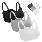 Dresime Nursing Bras, 3 Pack Wirefree Seamless Maternity Bra Women Pregnancy Breastfeeding Bralette with Extra Bra Extenders Clips