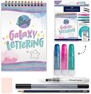 Faber-Castell Galaxy Lettering - Hand Lettering Kit for Teens and Adult Beginners, DIY Kit with 40 Page Activity Book and Art Supplies
