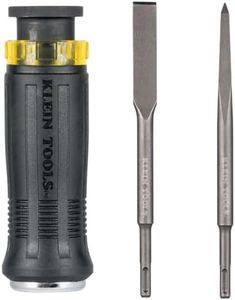 Klein Tools 32753SD SDS Demolition Screwdriver, Flat Chisel and Bull Point Tips, Use with Rotary Hammer Drills and Handheld Pry Bars, 3-Piece