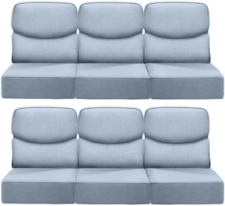 ACTREST Luxury 24x24x6 Inch Smile Patio Cushions for Outdoor Furniture Set of 6 - Thick Back & Deep Seat Outside Replacement Chair Pillows for Rattan Glider Loveseat Sectional Sofa - Baby Blue