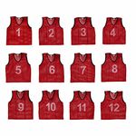 SAS SPORTS Football Number Bibs 1 to 12 Maroon Large