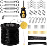 String Light Hanging Kit – 164 ft Nylon Coated Stainless Steel Guy Wire kit – 163 Pcs Tool kit with Snap Hooks, Screws, Turnbuckles and More – Perfect String Light Kit for Weddings Dinners Barbecues