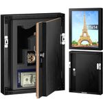 ANZAKY Hidden Gun Safe for Pistols with Lock, Gun Storage Wooden Picture Frame, Gun Lock Box for Living Room Bedroom, Hidden Compartment, Wall Mount, 11 x 14 inchs, Black